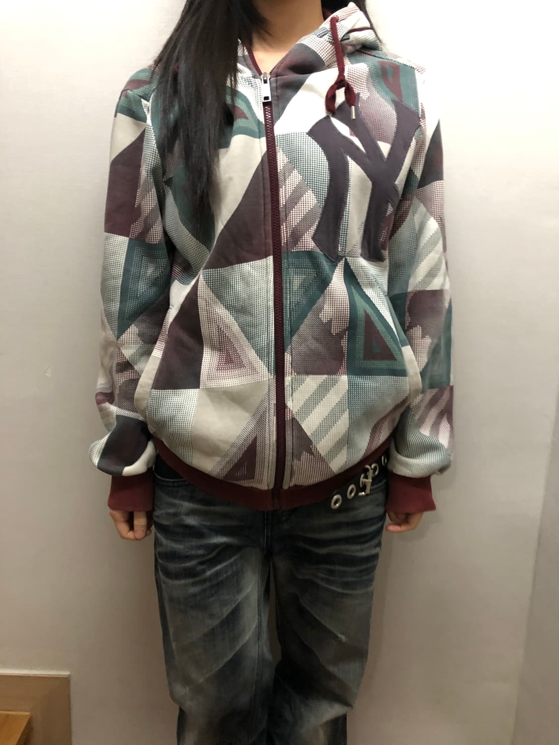 빈티지 mlb 화이트 후드집업 상품이미지1