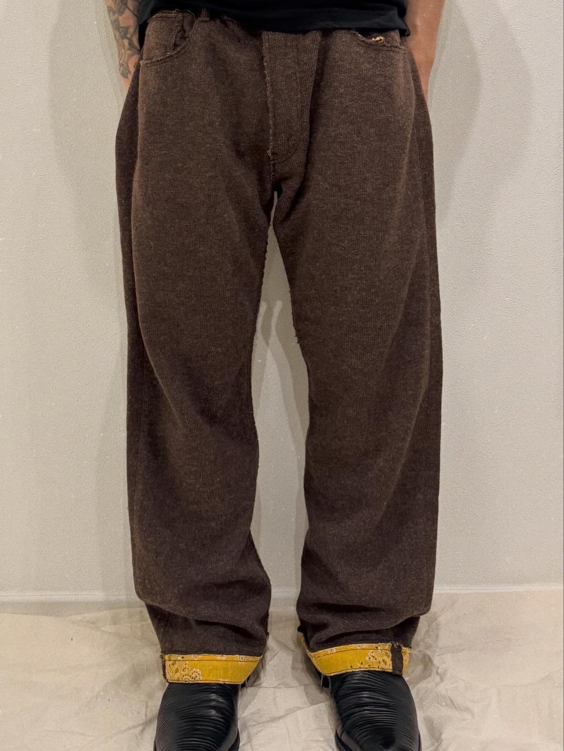 준야와타나베 03fw 반다나 프레이드 울 팬츠 상품이미지1