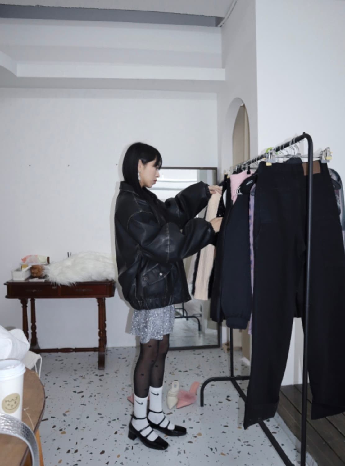 [원가 15만원] 레더/가죽 패딩 자켓 Leather padding 상품이미지6