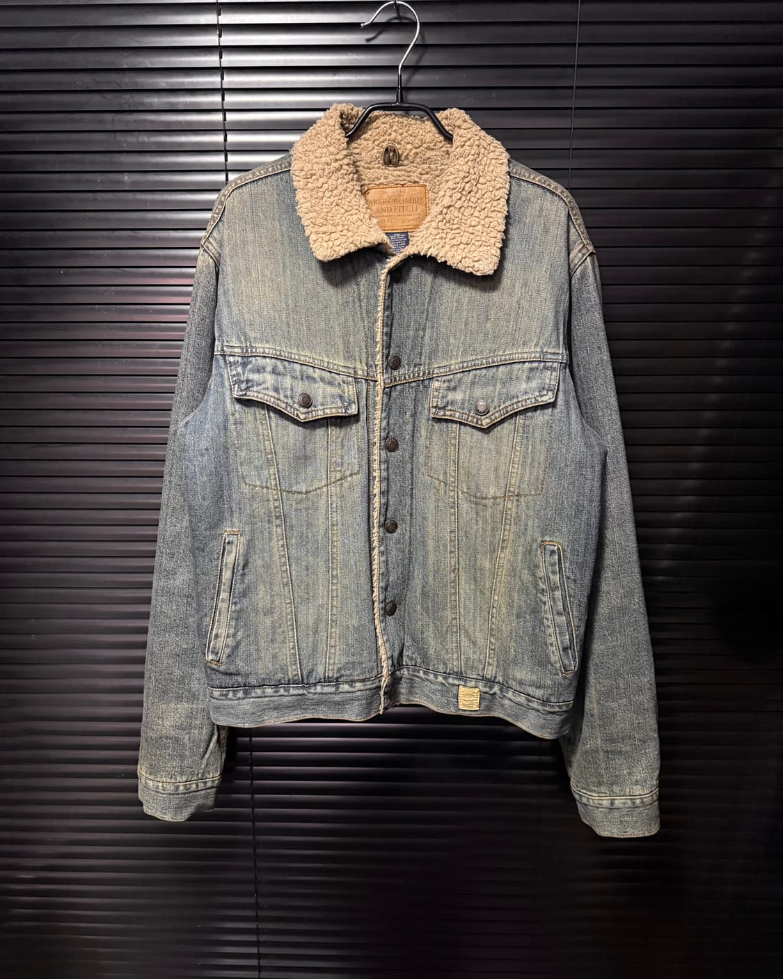 아베크롬비 워크 웨어 쉐르파 양털 워싱 데님 트러커 청자켓 L 웨스턴 상품이미지2