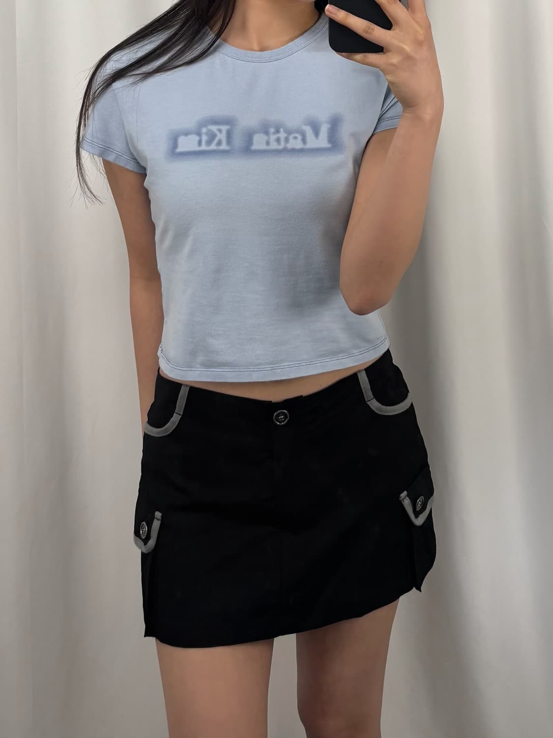 마뗑킴 빅로고 스카이 크롭 반팔 상품이미지4