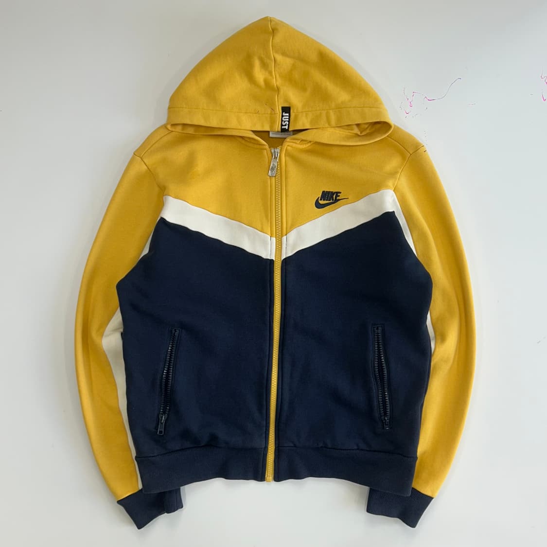 Nike 나이키 블랙 스우시 옐로우 딥네이비 배색 후드집업 상품이미지3