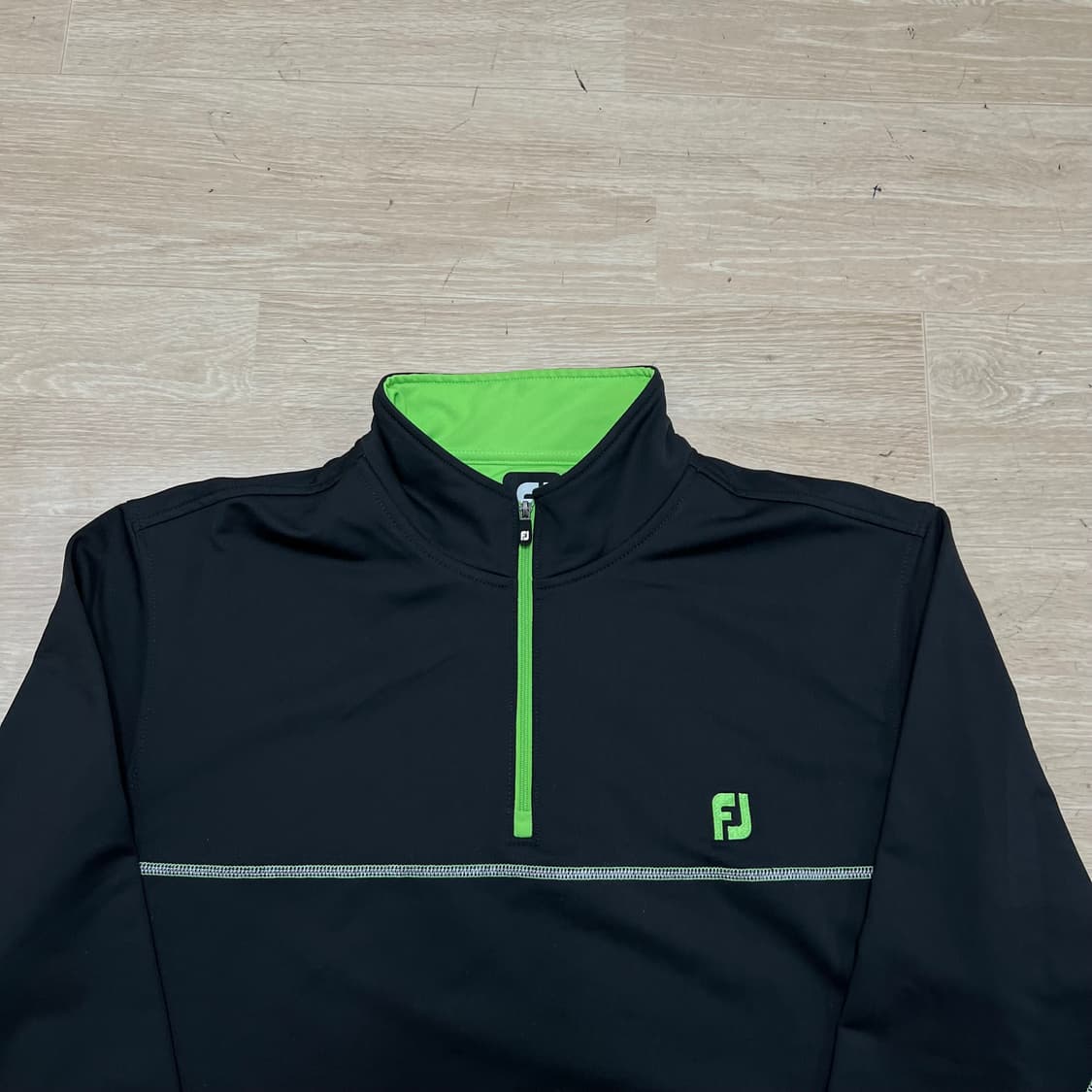 풋조이 골프웨어 져지 트랙탑 반집업 자켓 [블랙/라임] L/10 상품이미지2
