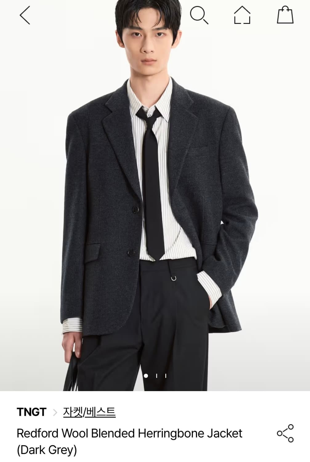 (새상품) TNGT / 25FW 울 헤링본 자켓 다크그레이 / 105 상품이미지1