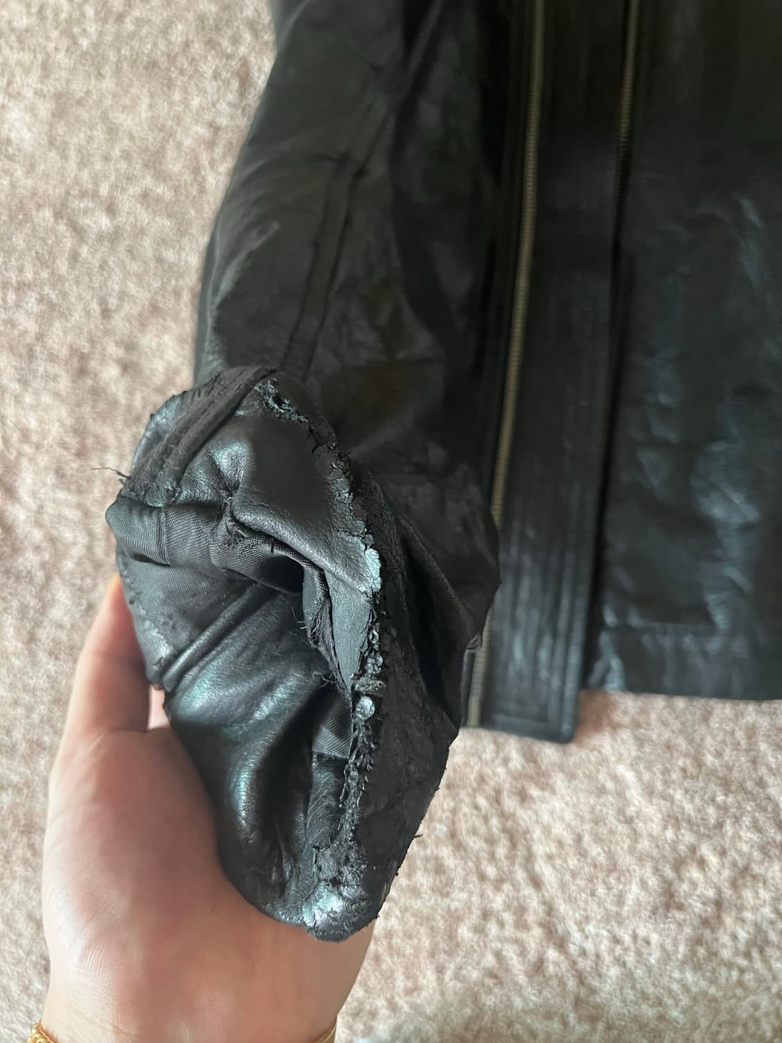 릭오웬스 몰리노 사선 레더자켓 size M 상품이미지4