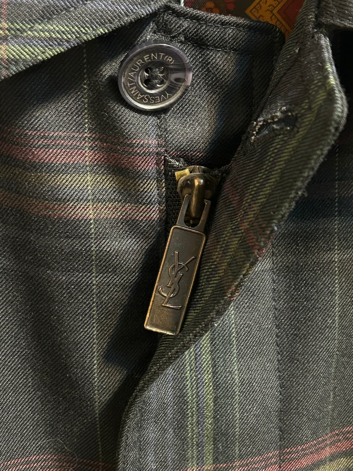 입생로랑 빈티지 체크 블루종 자켓 상품이미지4