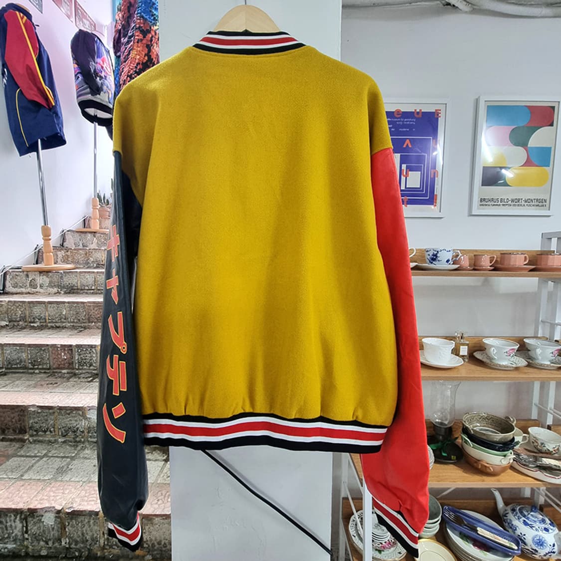 팝아트 바시티 레더 울 자켓 110 상품이미지2