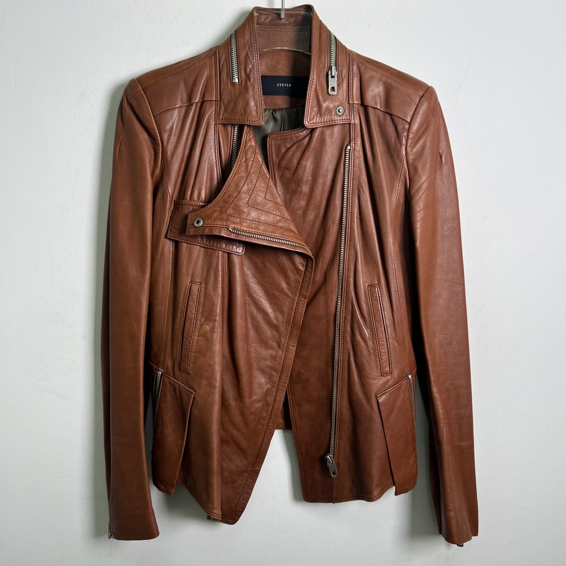 SYSTEM 브라운 양가죽 라이더 자켓  상품이미지6