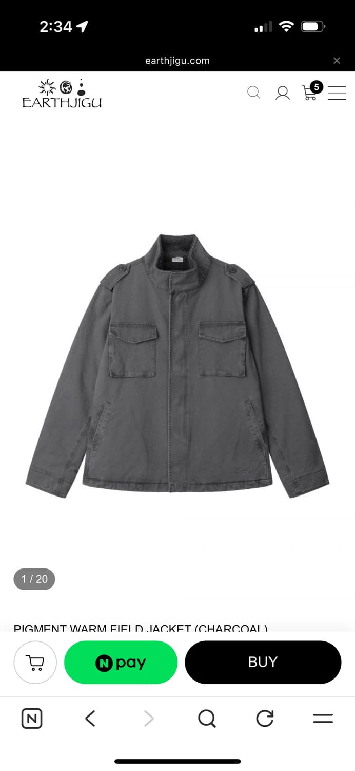 어스지구 earthjigu 필드자켓 차콜 상품이미지1