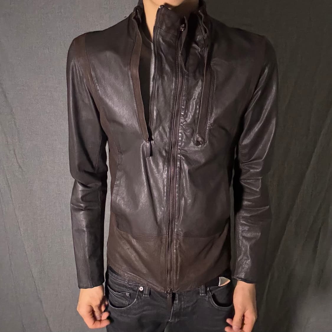 우영미 슬림핏 염소가죽 자켓 상품이미지2