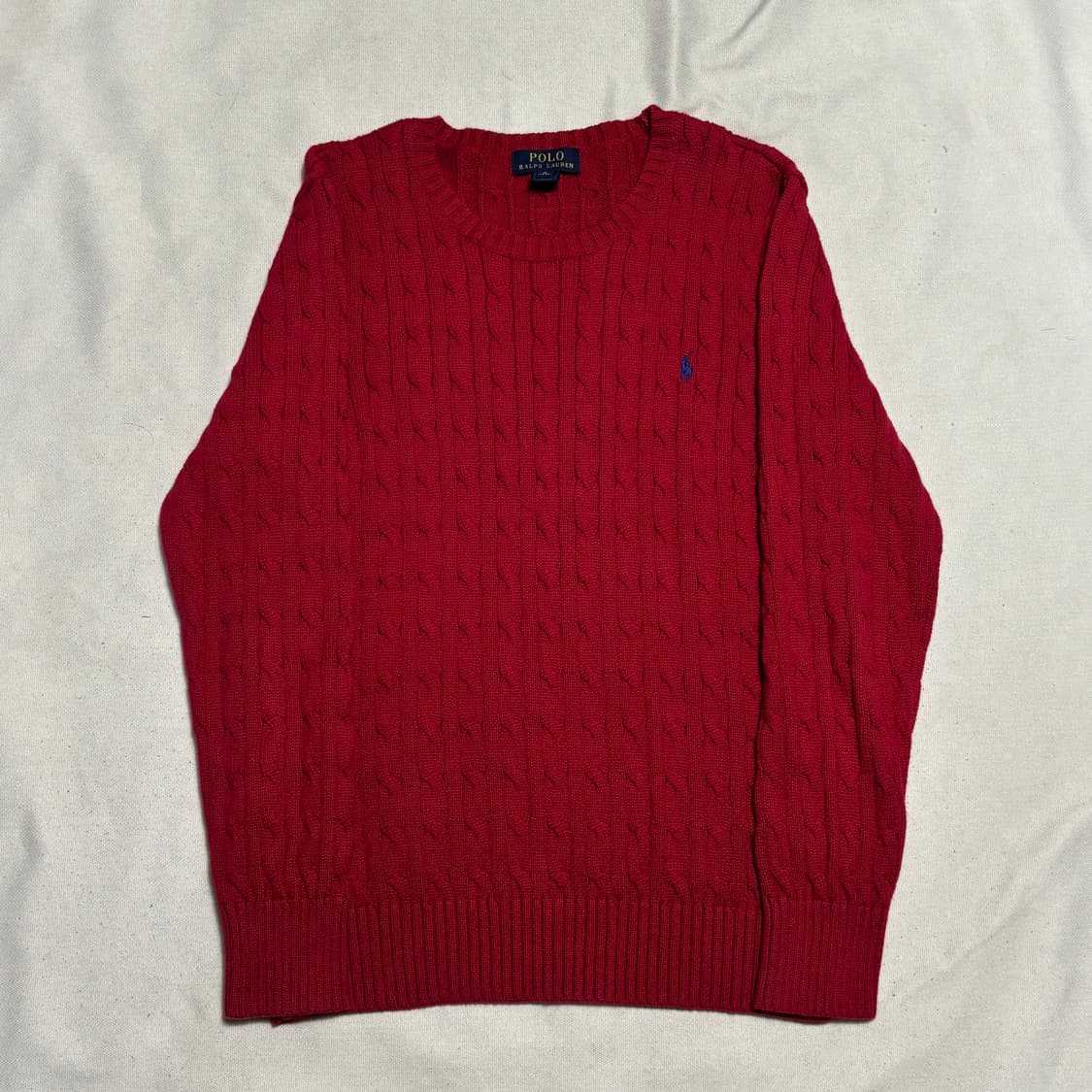 XL 여성용 폴로랄프로렌 레드 케이블 니트 상품이미지2