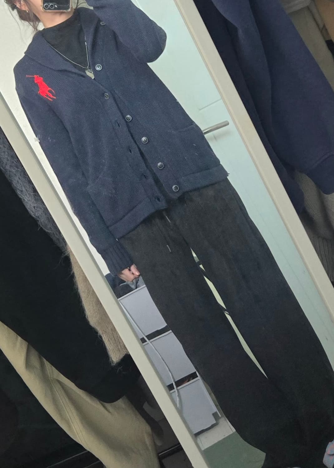 폴로 배색 가디건 상품이미지3