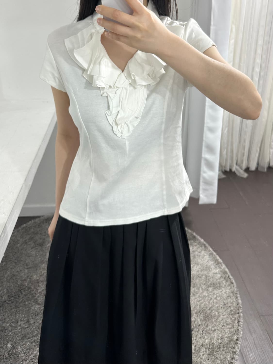 nara camicie white ruffle top 상품이미지3