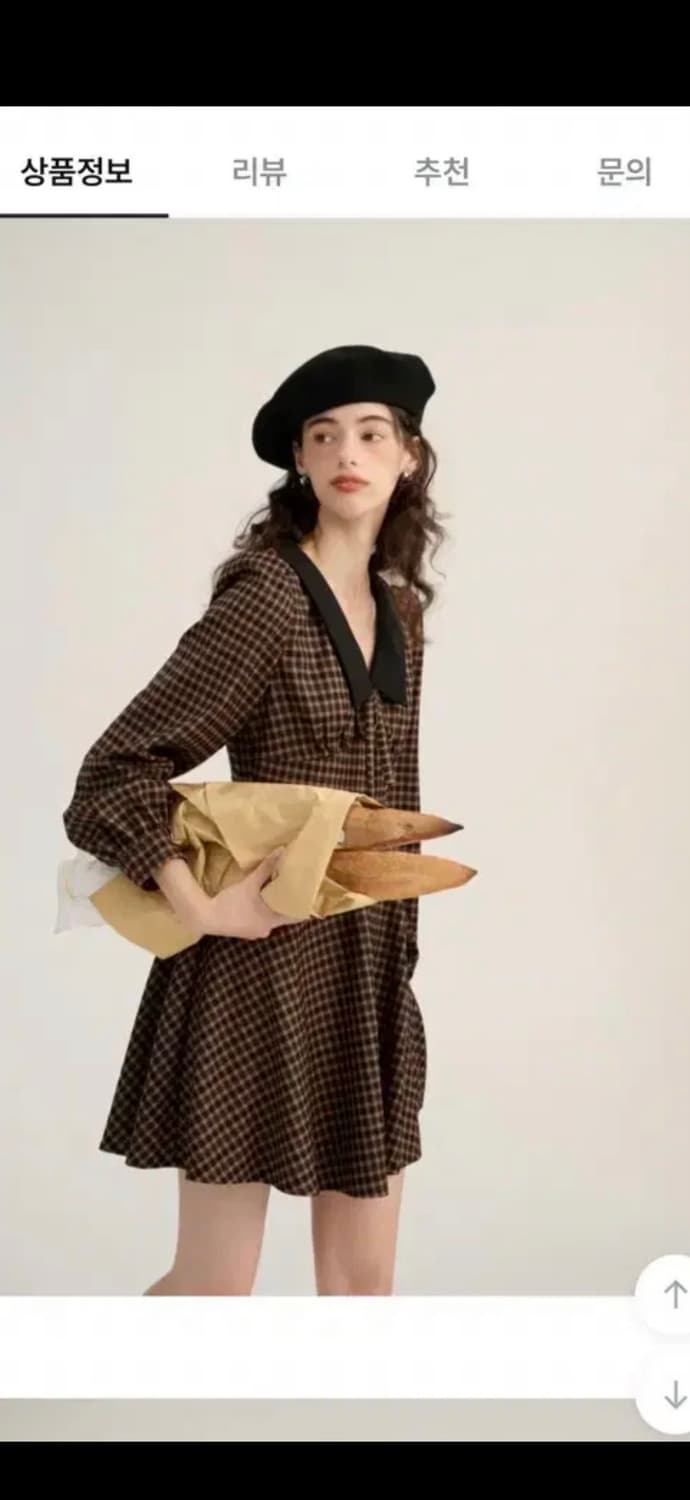 S사이즈)신스덴 쿠키 체크 미니 원피스 카라리본원피스 프렌치스타일원피스 상품이미지4