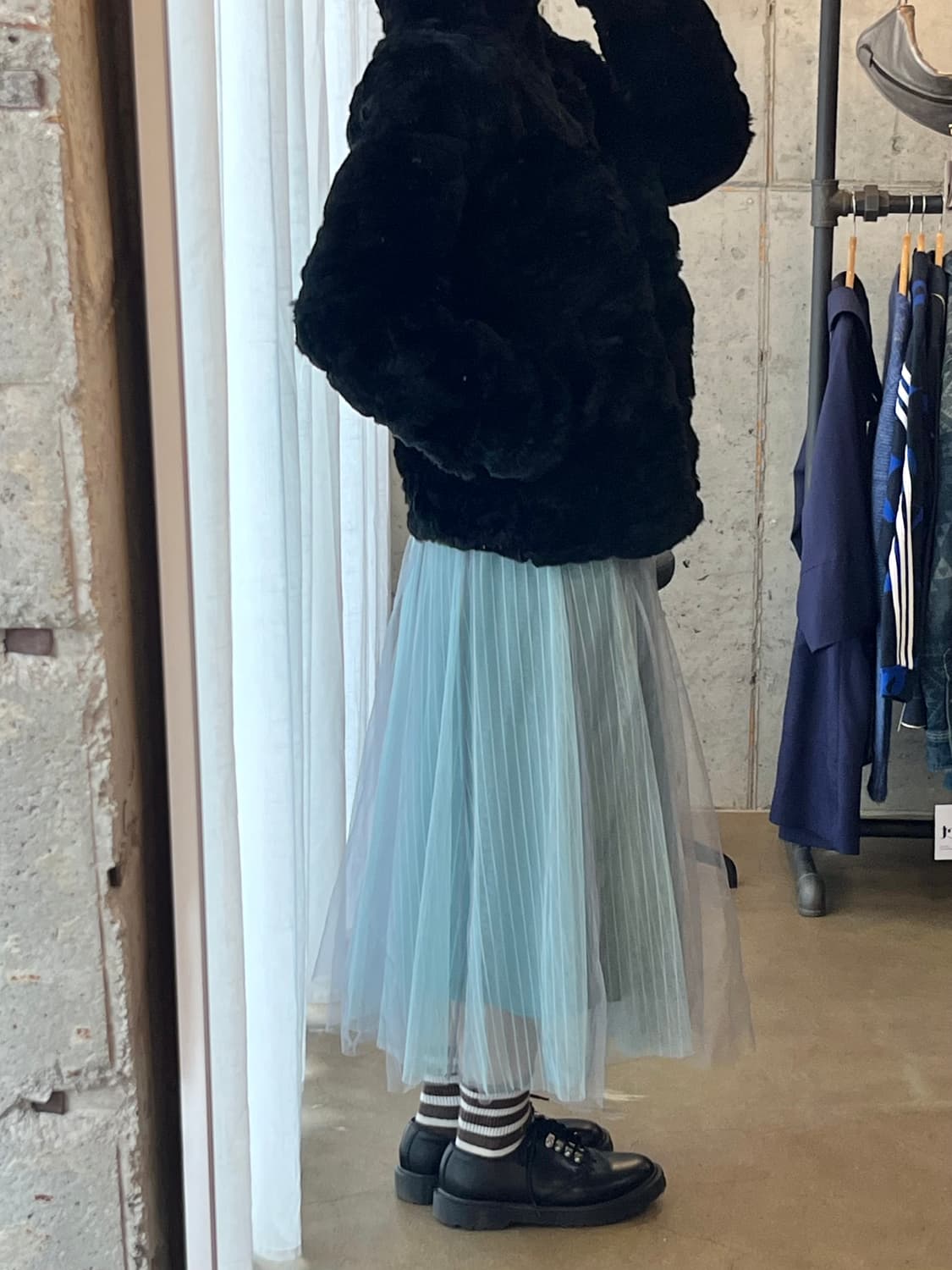 트리플 레이어 튤 스커트 블루 상품이미지3