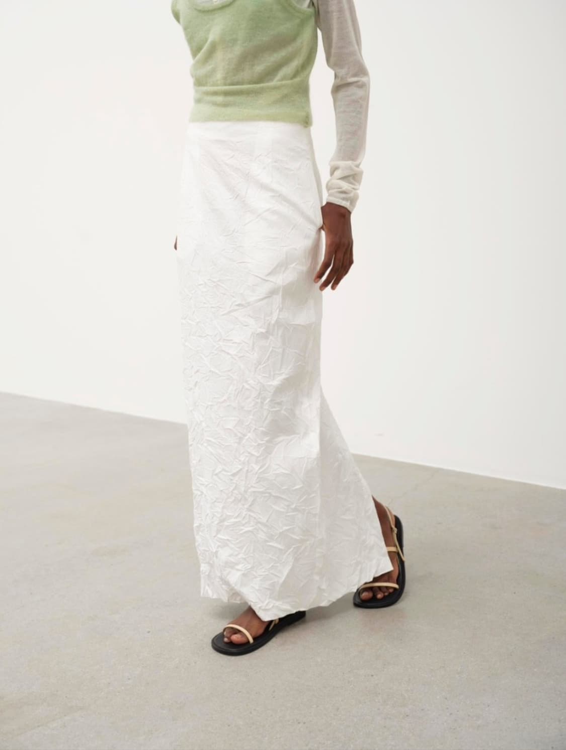 오라리 링클 워시드 FINX 트윌 스커트 화이트 1 상품이미지1