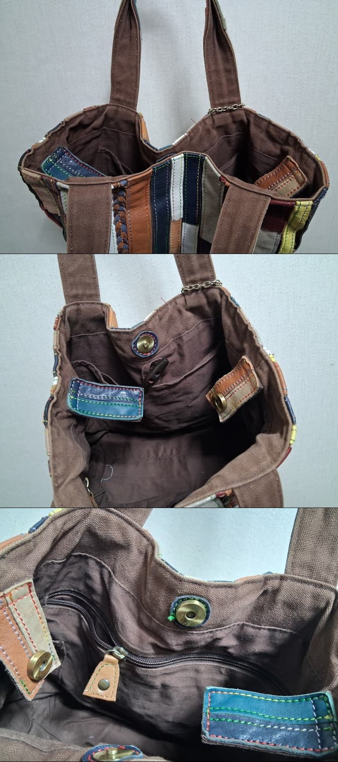 일본빈티지 색동칼라플 가죽패치워크 작은 숄더백 
일본빈티지 일본산
소재  상품이미지7