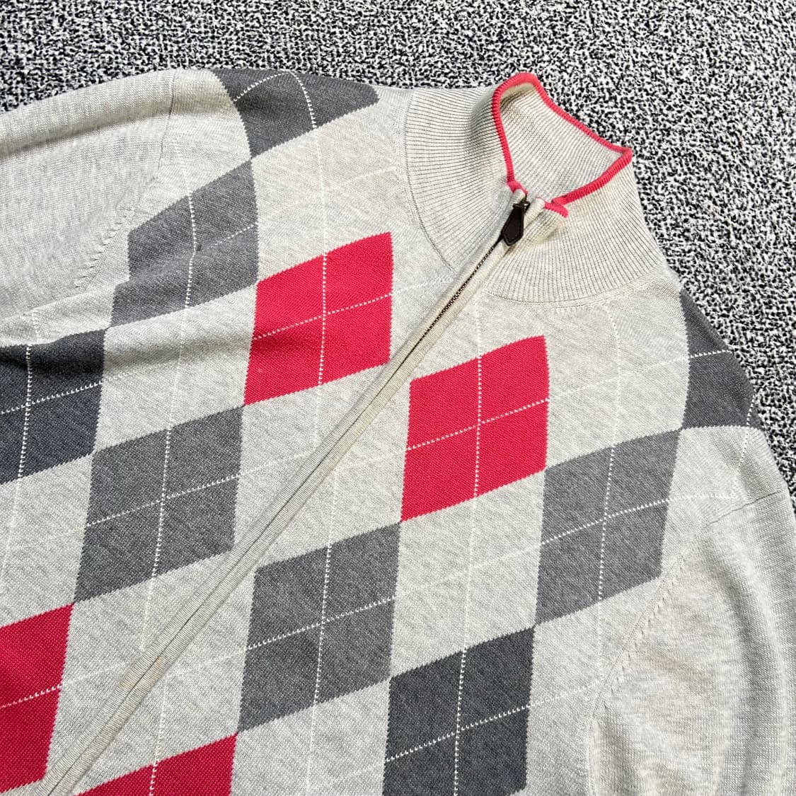 브룩스 브라더스 아가일 패턴 투웨이 집업 니트 상품이미지2