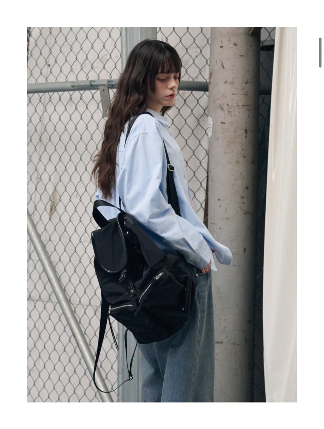 레더리 글로시 나일론 버킷 백팩 [BLACK] 판매 상품이미지7