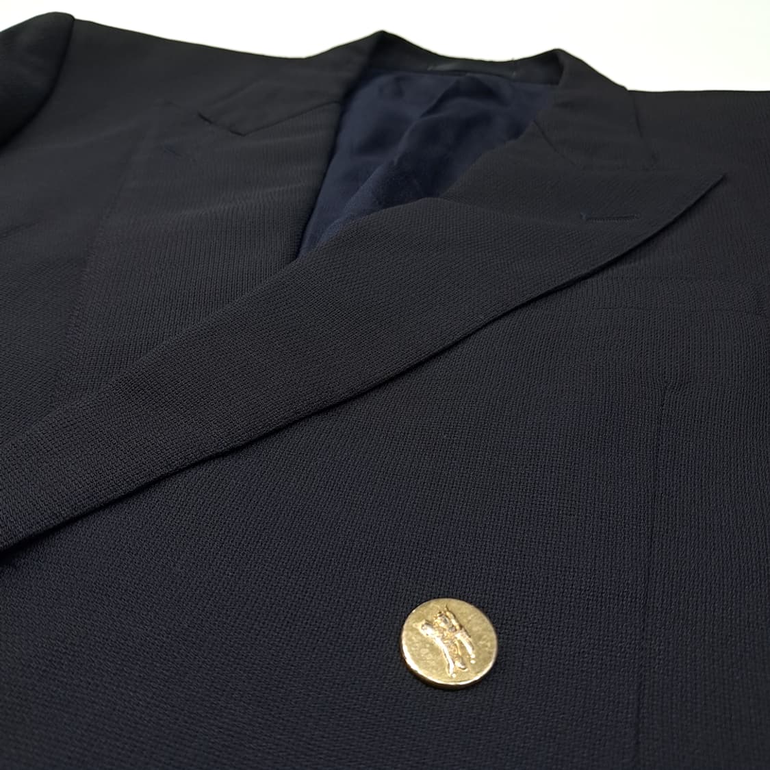 CL087 L 버버리 90s 퓨어 뉴 울 금장 로고 버튼 더블 네이비  상품이미지9