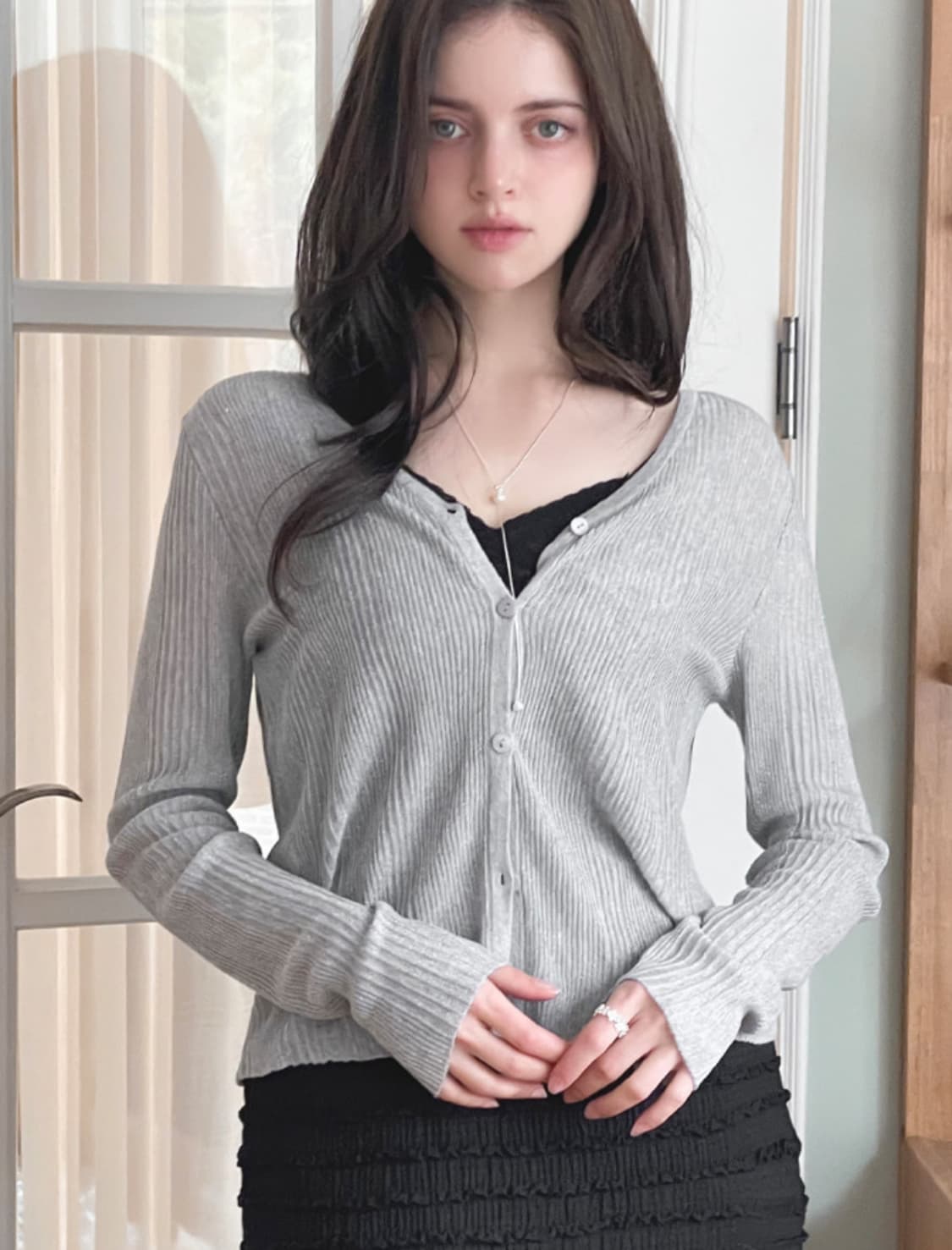 팩더널드 쉬머 펄 가디건 Shimmer Pearl Cardigan 그레이 상품이미지3