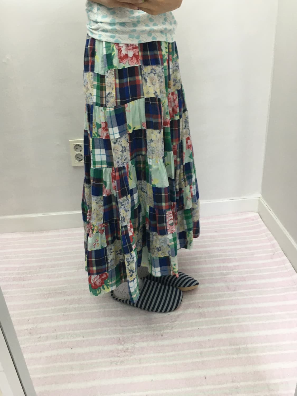 민트 플라워 패치 롱 스커트 상품이미지10