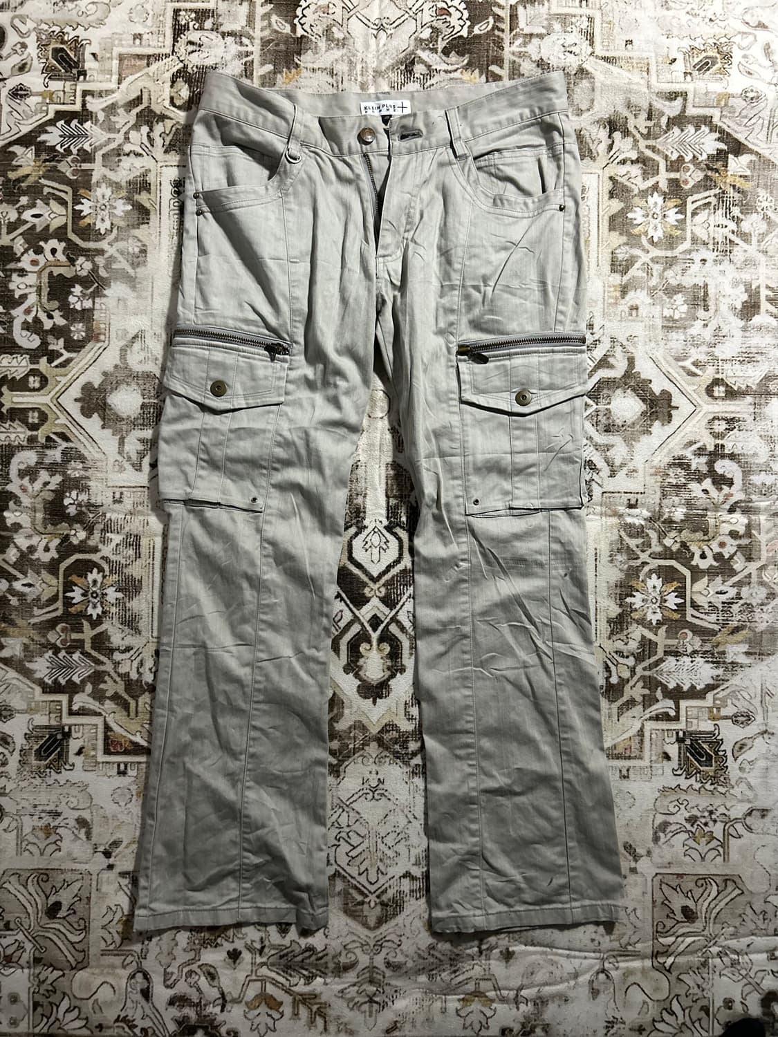 y2k beige grey cargo zipper pants 상품이미지3