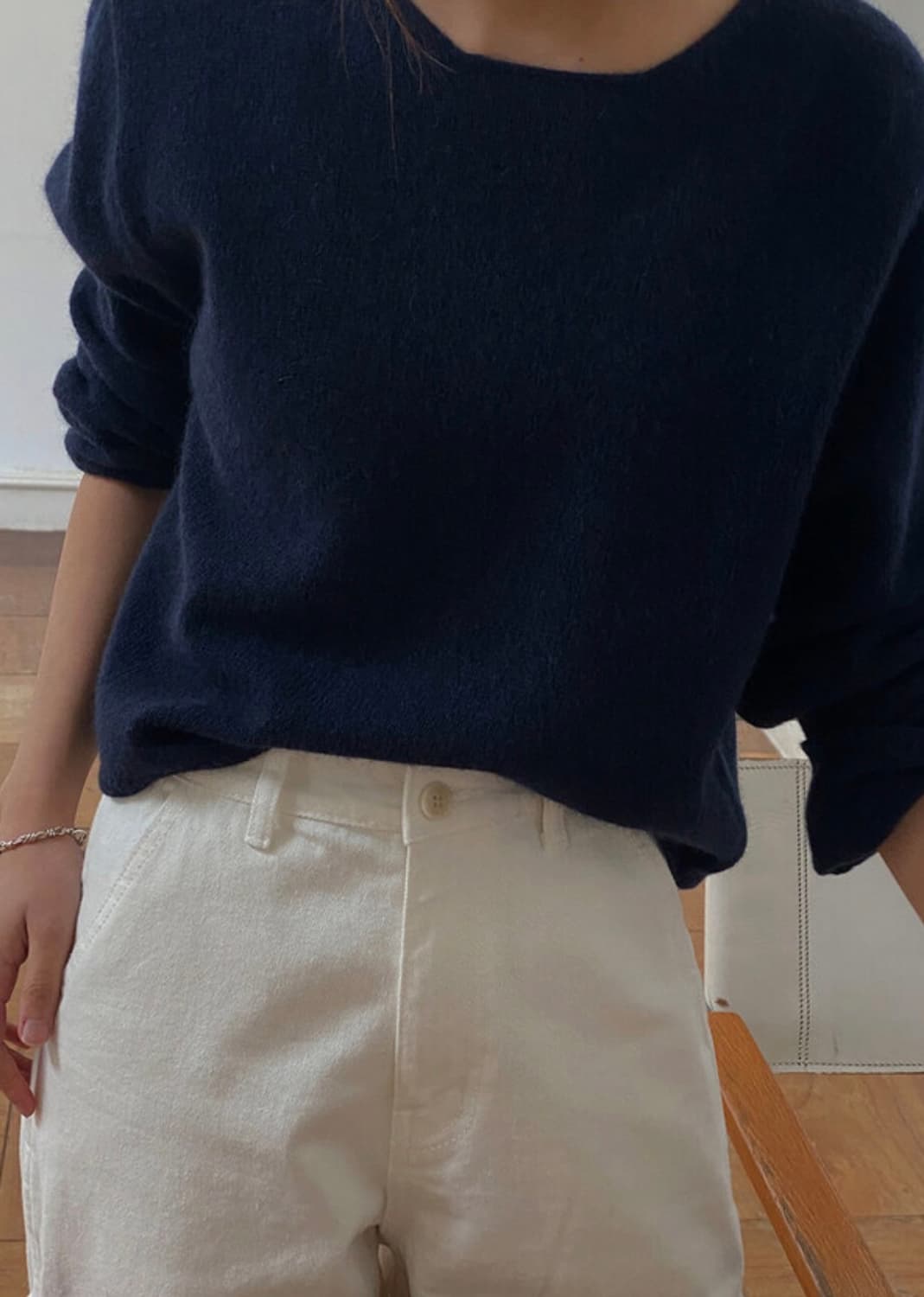 킨다베이지 베이비알파카 네이비 니트 상품이미지1