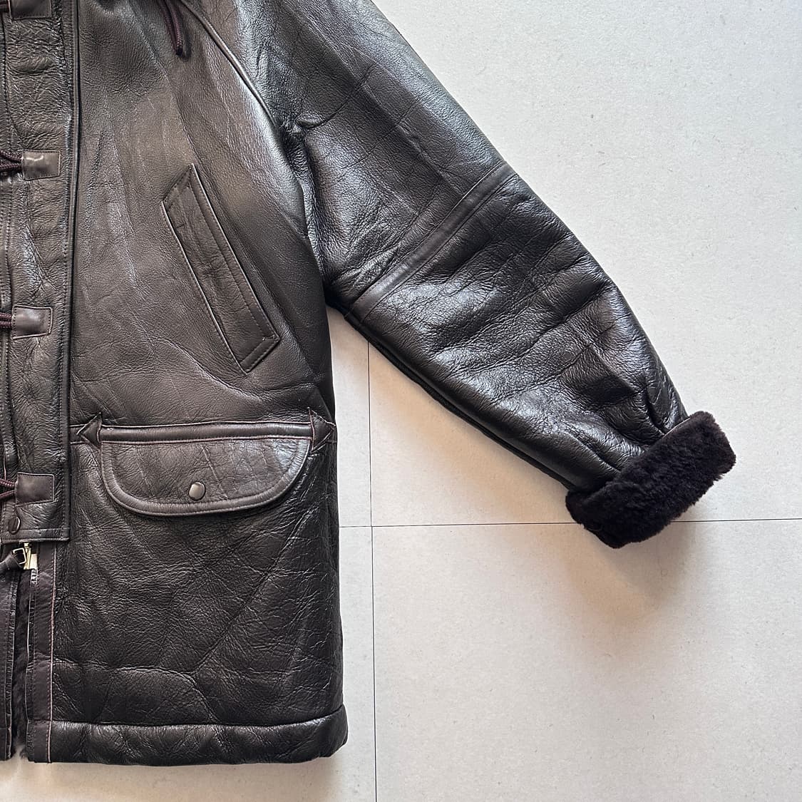 모건(일본) 멤피스벨 무톤 후드 통가죽 무스탕 M 상품이미지5