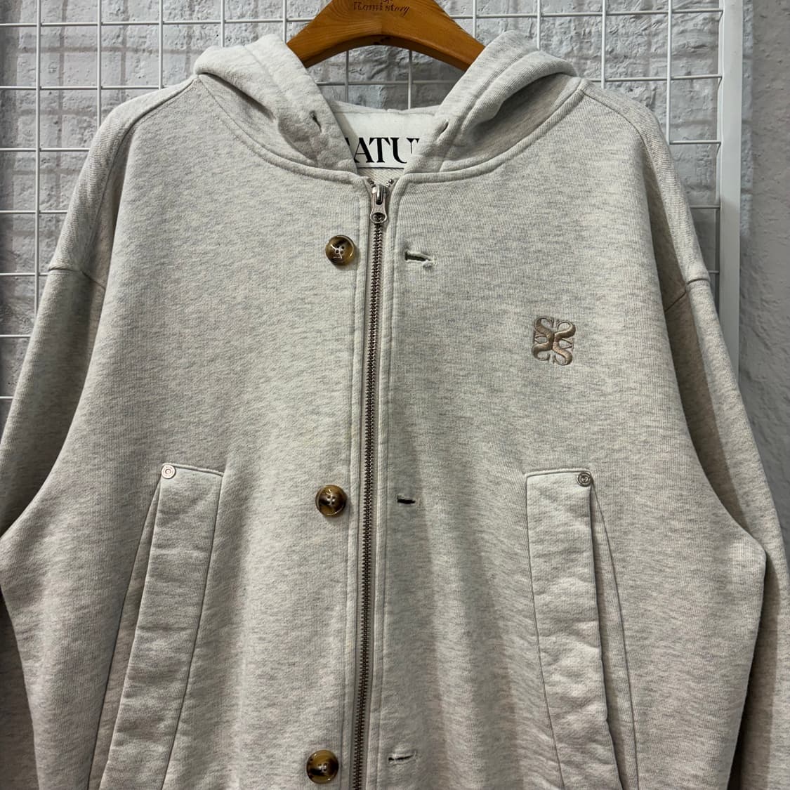 세터 라이트 그레이 투웨이 후드집업 M 상품이미지3