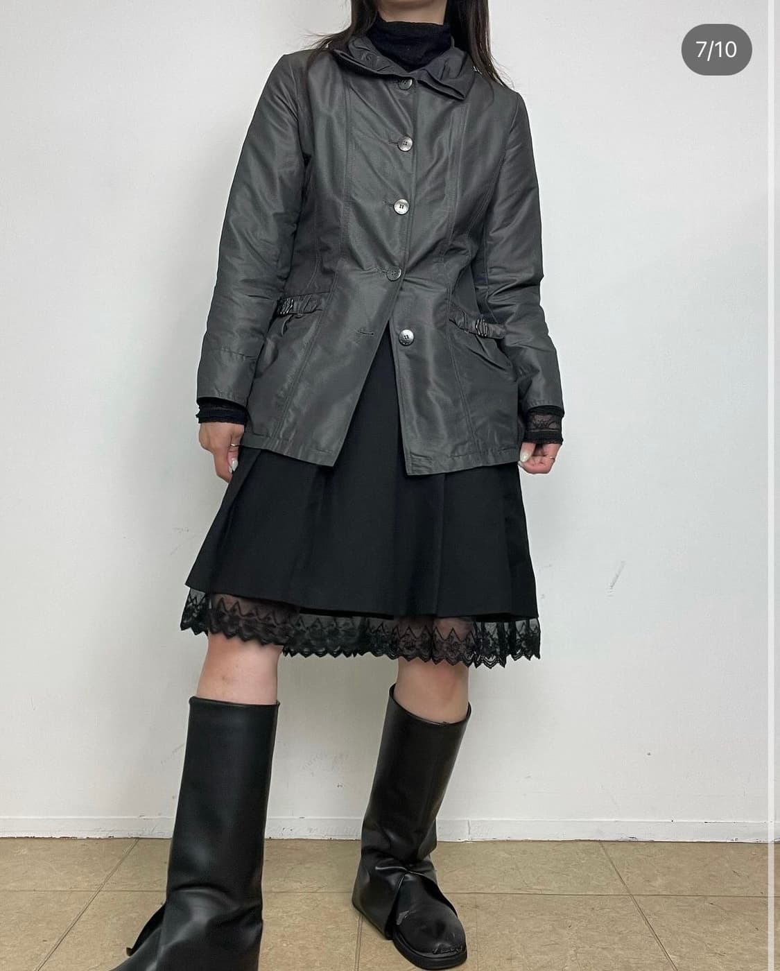 빈티지 레이스 미디스커트 상품이미지1