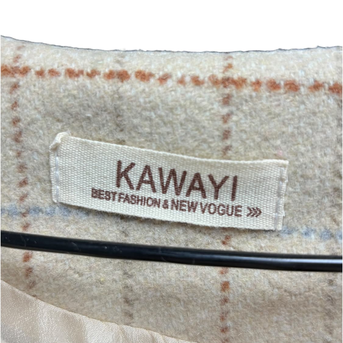 3800 베이지 체크 모직 민소매 나시원피스 상품이미지5