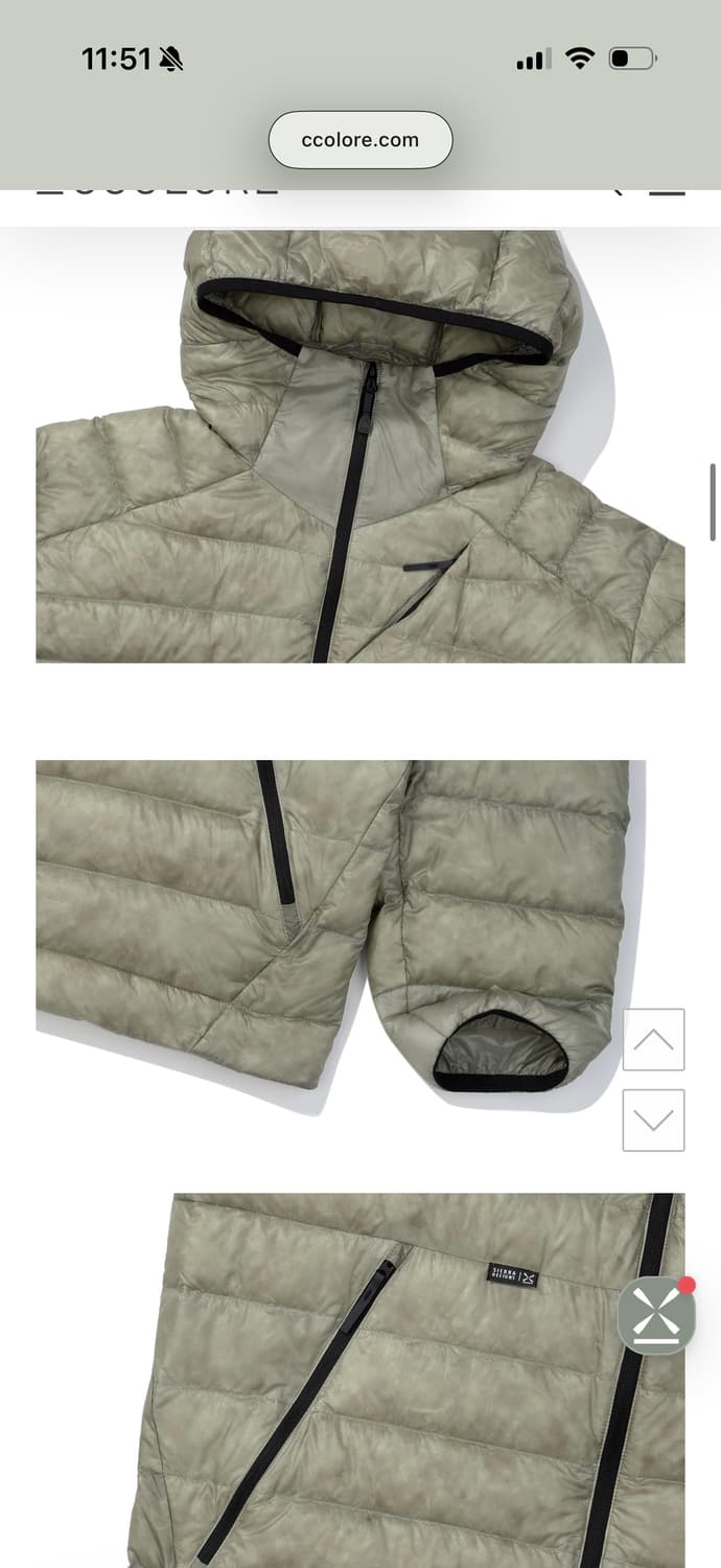 시에라디자인X꼴로르 60주년 한정판 뮤어 경량패딩 L 상품이미지3