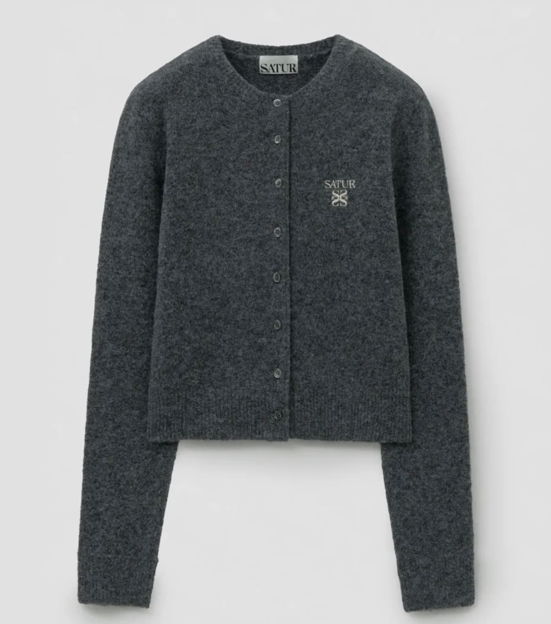Satur 로렌 울 블렌드 크루 넥 니트 가디건 차콜 s 상품이미지1