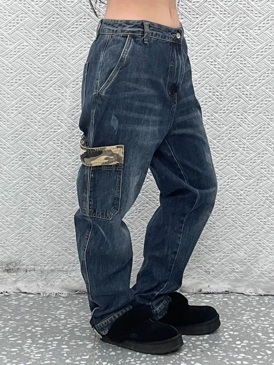 빈티지 스트릿 힙합 카모플라주 밀리터리 카고 데님팬츠 36 C09635 상품이미지1