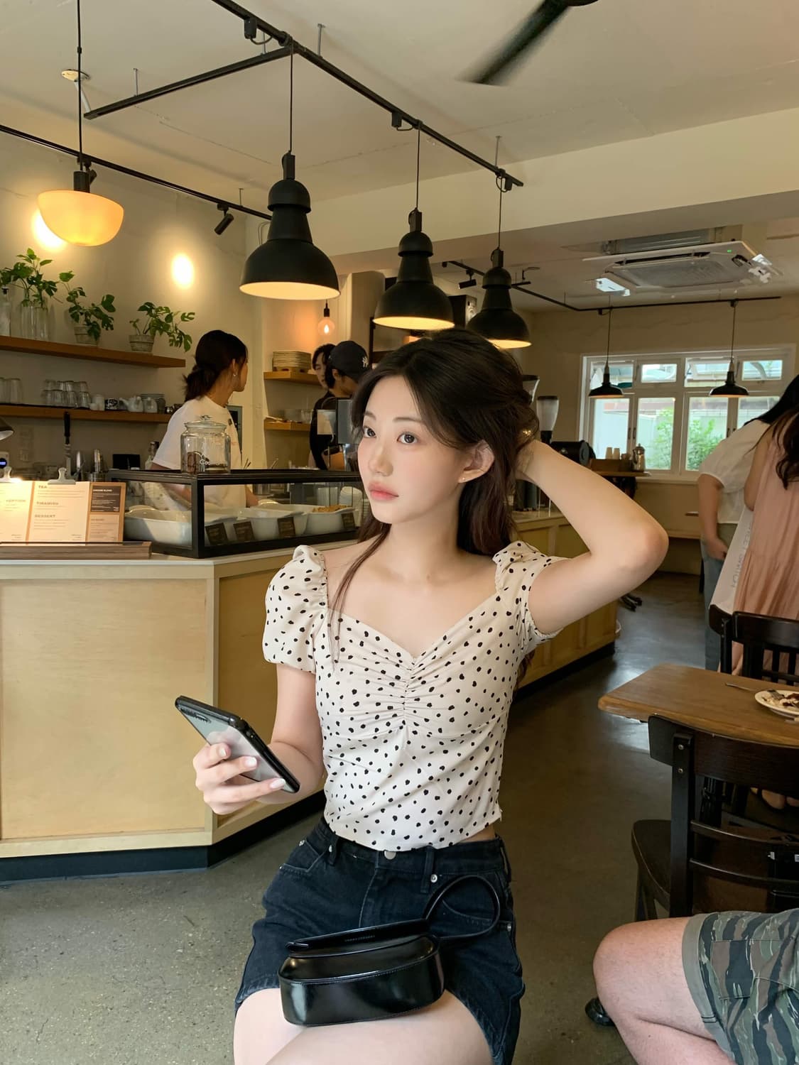 Zaenio 제니오 도트 하프 블라우스 ivory s 상품이미지6