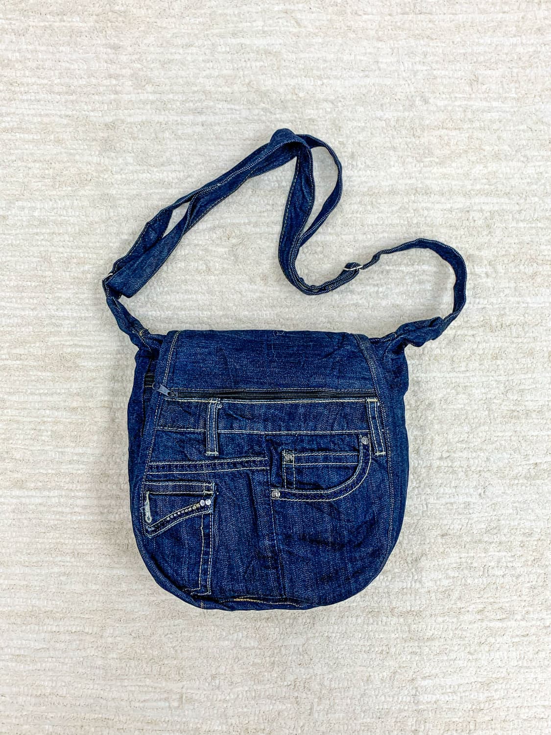 Blue Denim Cubic Crossbody Bag 상품이미지1