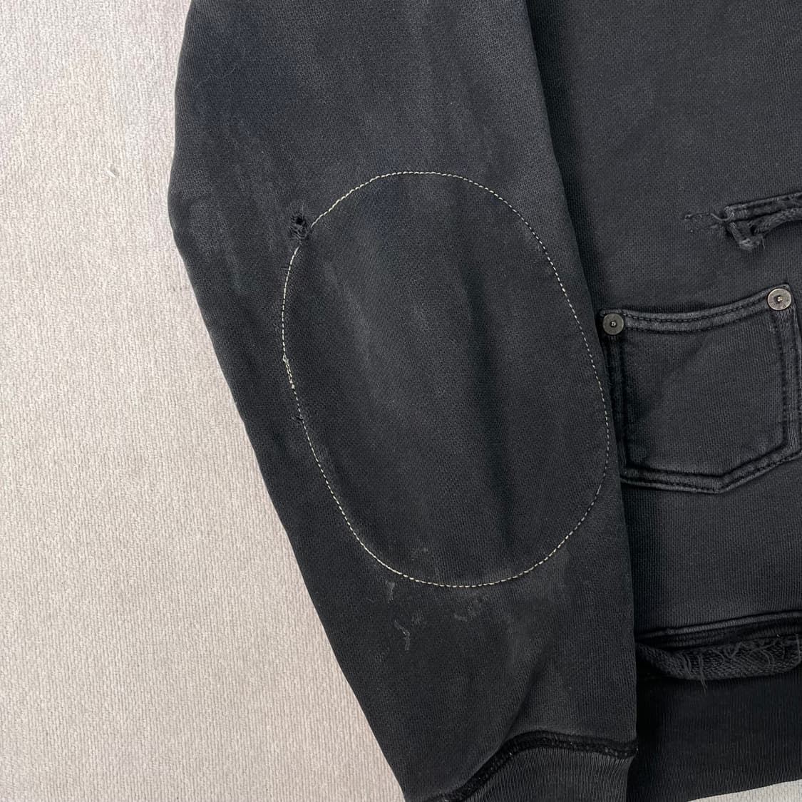 100 폴로랄프로렌 진스 딥 그레이 빈티지 데미지 반집업 후드티 상품이미지6