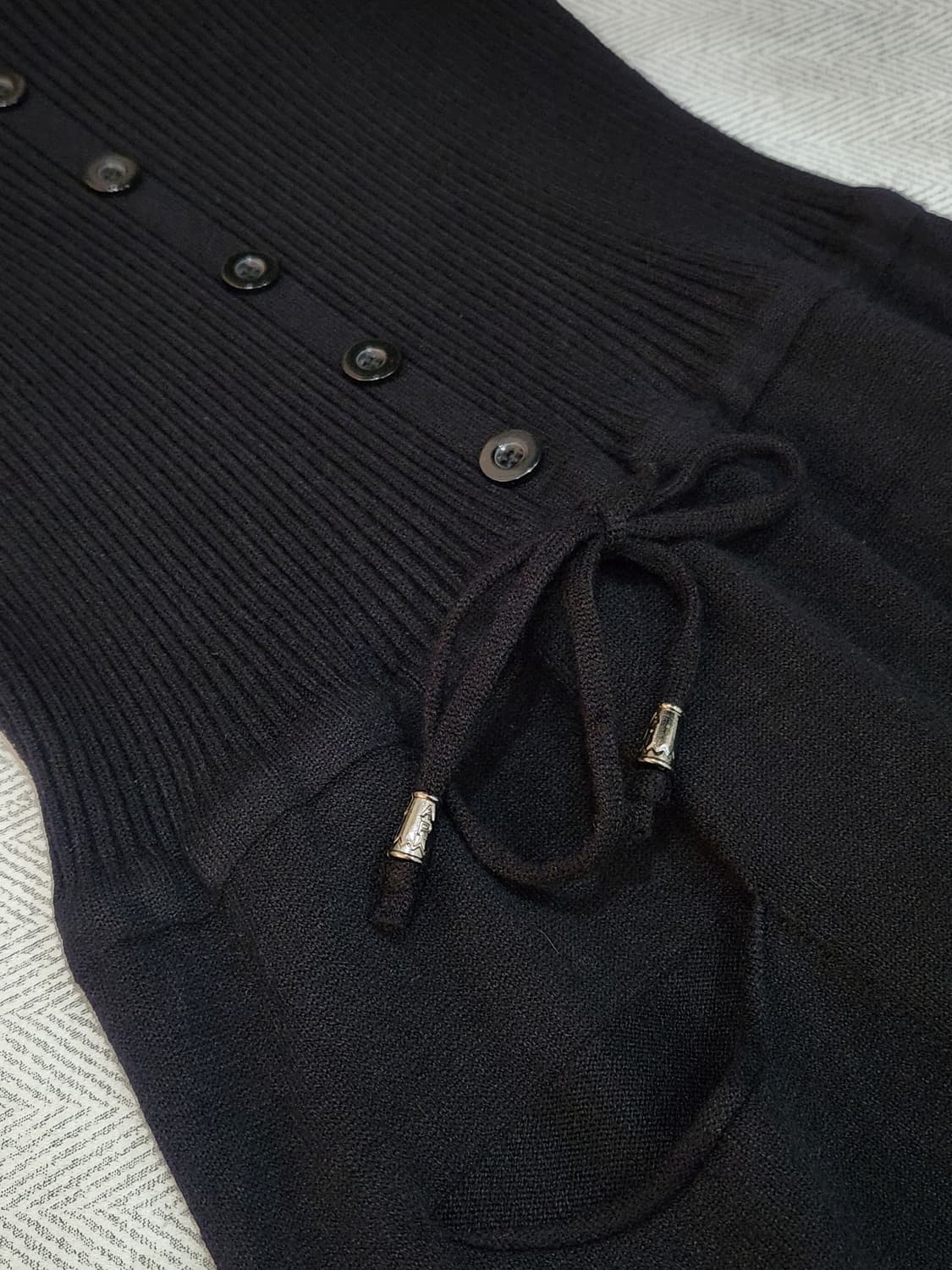 [55] VINE 바인 블랙 울 니트 롱 원피스 55사이즈 상품이미지7