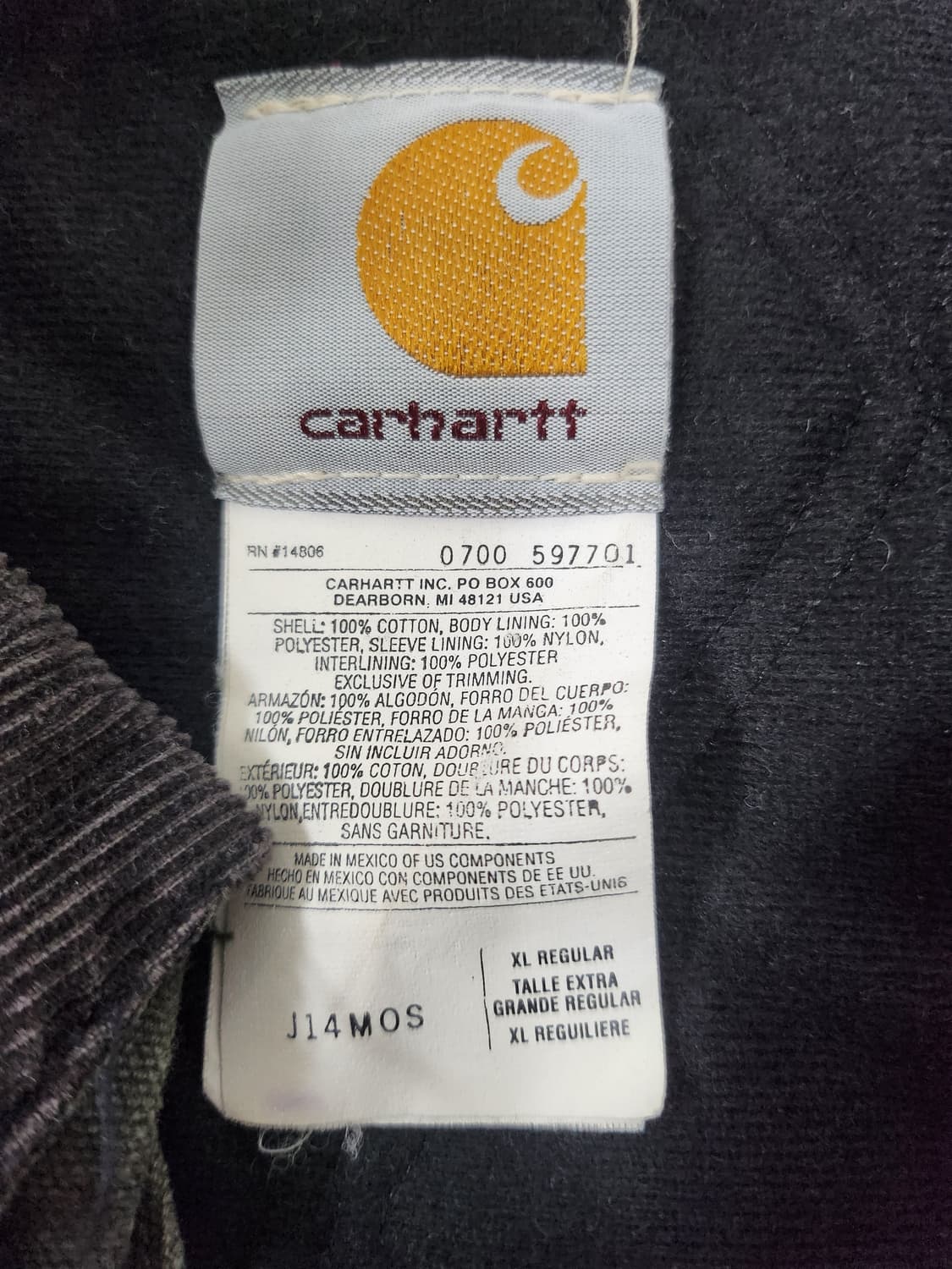 칼하트 j14 mos XL 구형 상태S급 상품이미지5