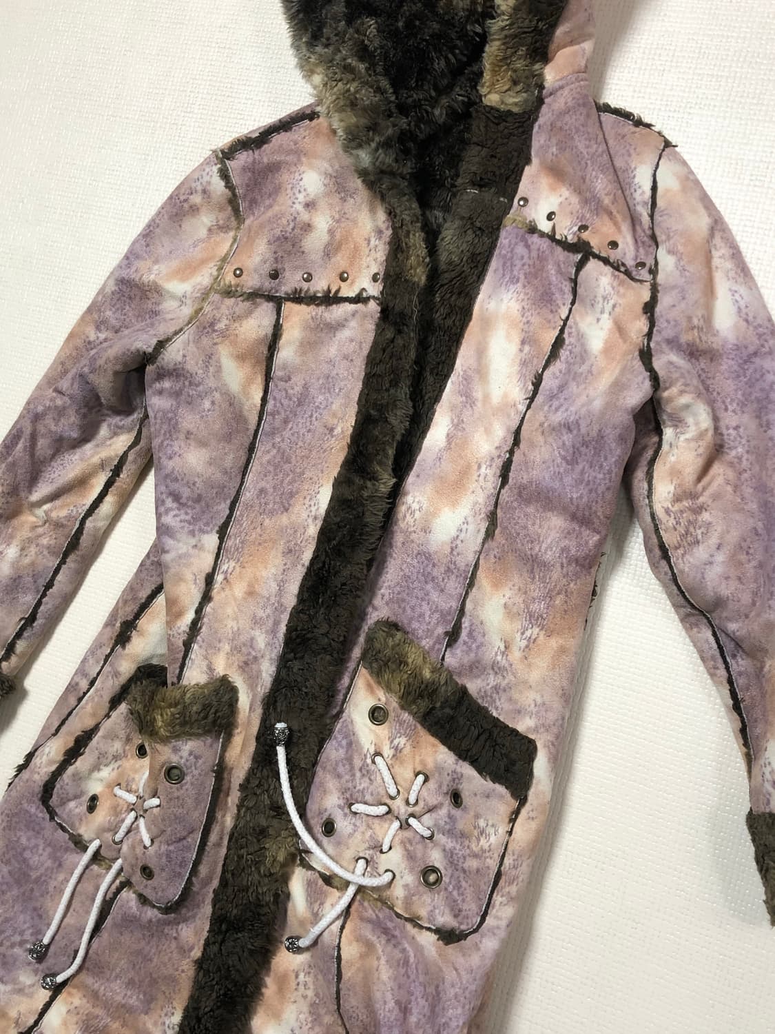 빈티지 핑크 마블 퍼 코트 상품이미지10