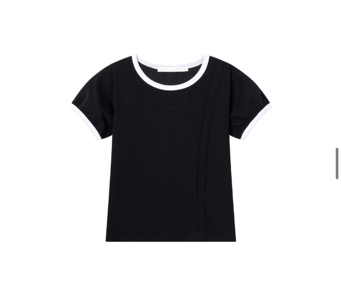 (새상품)(S) 드로우핏 우먼 더블 핀턱 링거 티셔츠 [BLACK] 반팔 상품이미지6