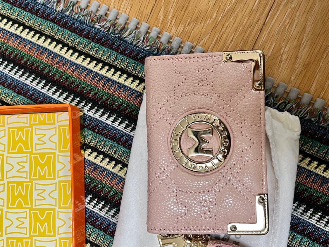 소가죽 메트로시티 퀼팅 카드 지갑 파스텔 핑크 상품이미지5