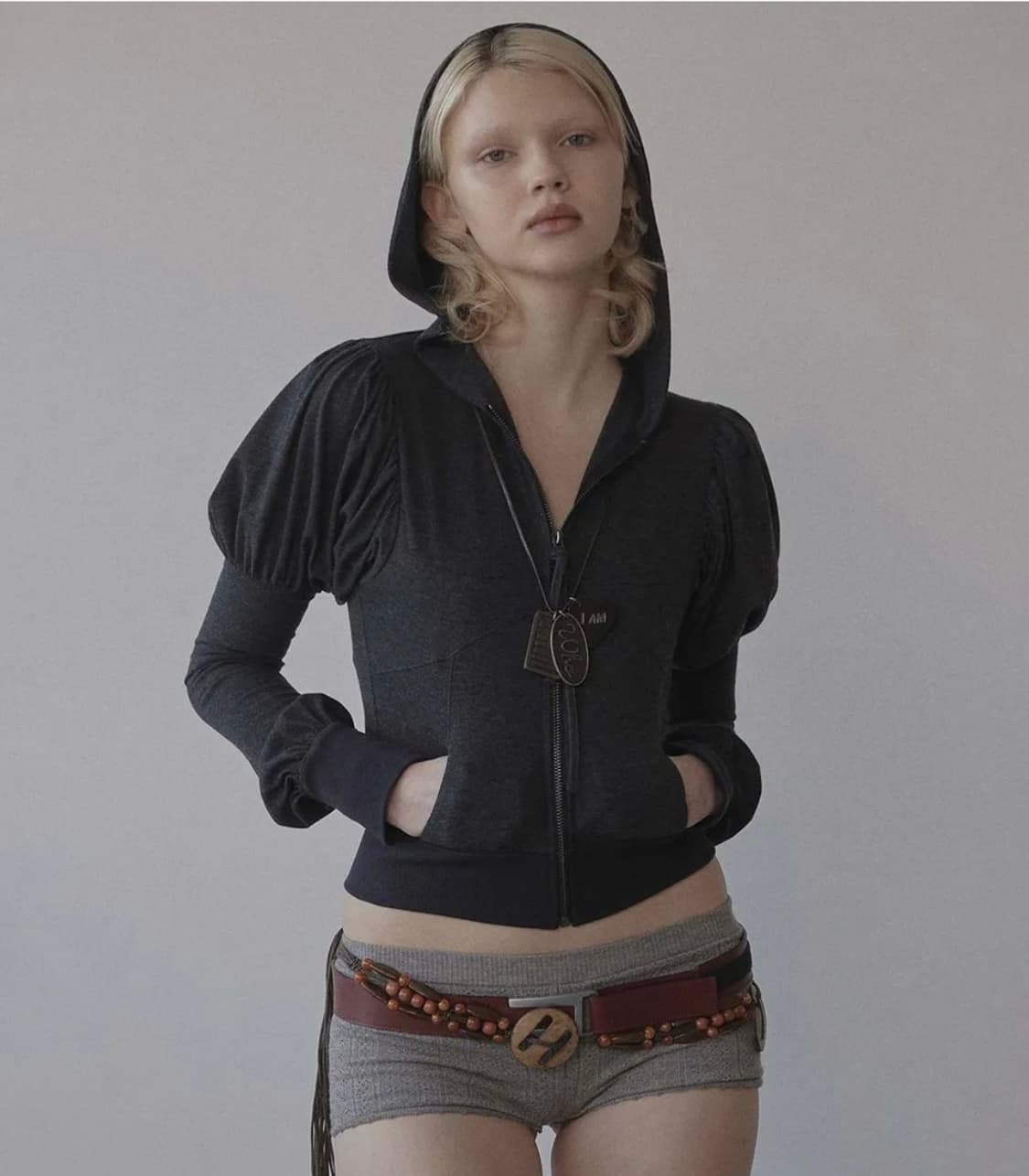 Solid Zip-Up Hoodie Charcoal 상품이미지1