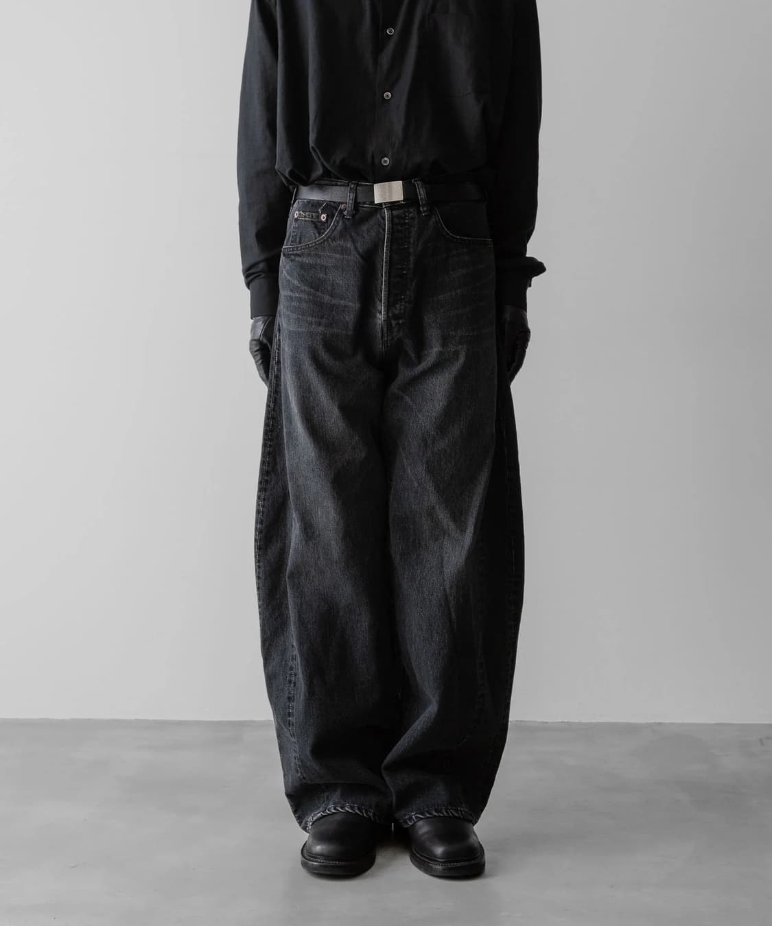 Ssstein deformation wide denim black L 상품이미지1