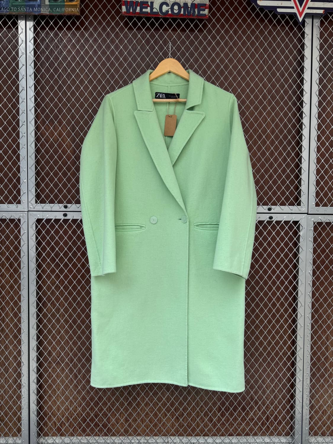 zara 자라 민트 오버핏 카라 모직 울 코트 S 상품이미지3