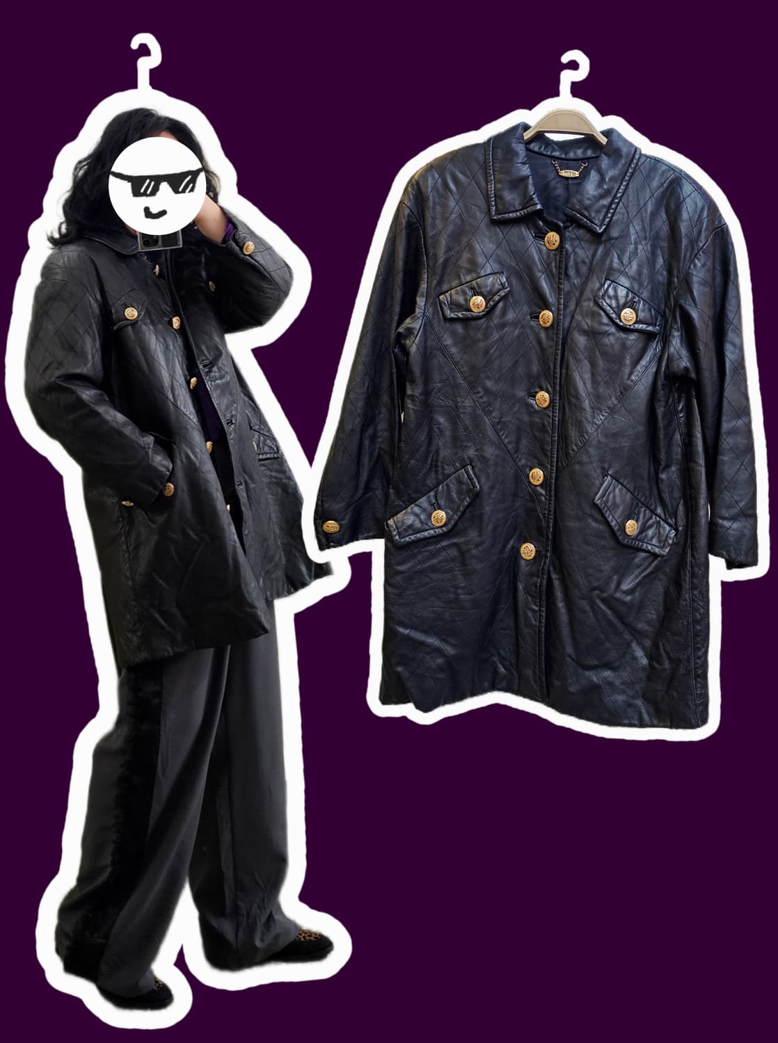 Rope 샤st 금장 아가일 램스킨 자켓 상품이미지1