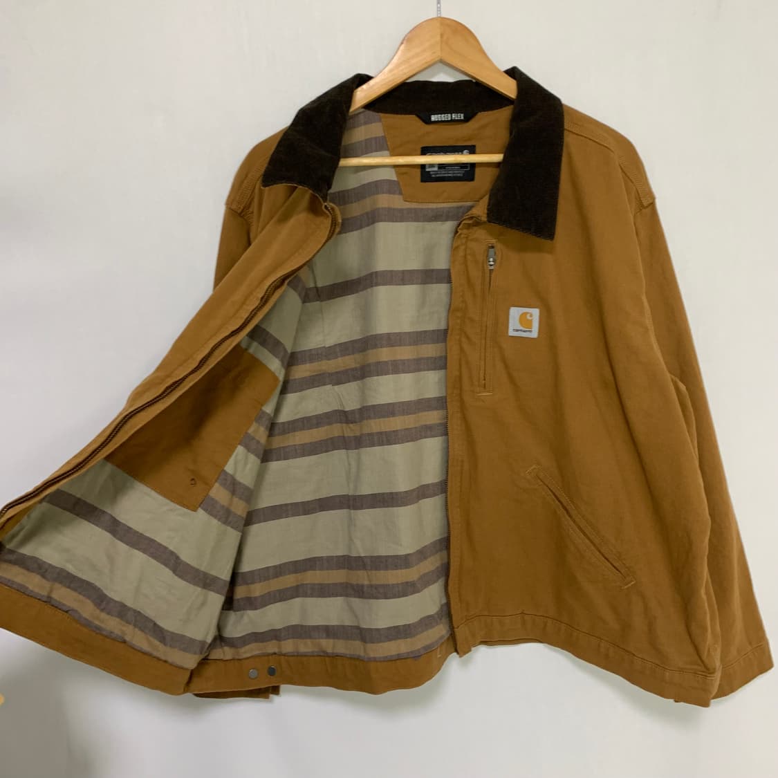 칼하트 빈티지 배색 카라 자켓 카멜 브라운 2XL XXL 루즈핏 상품이미지4