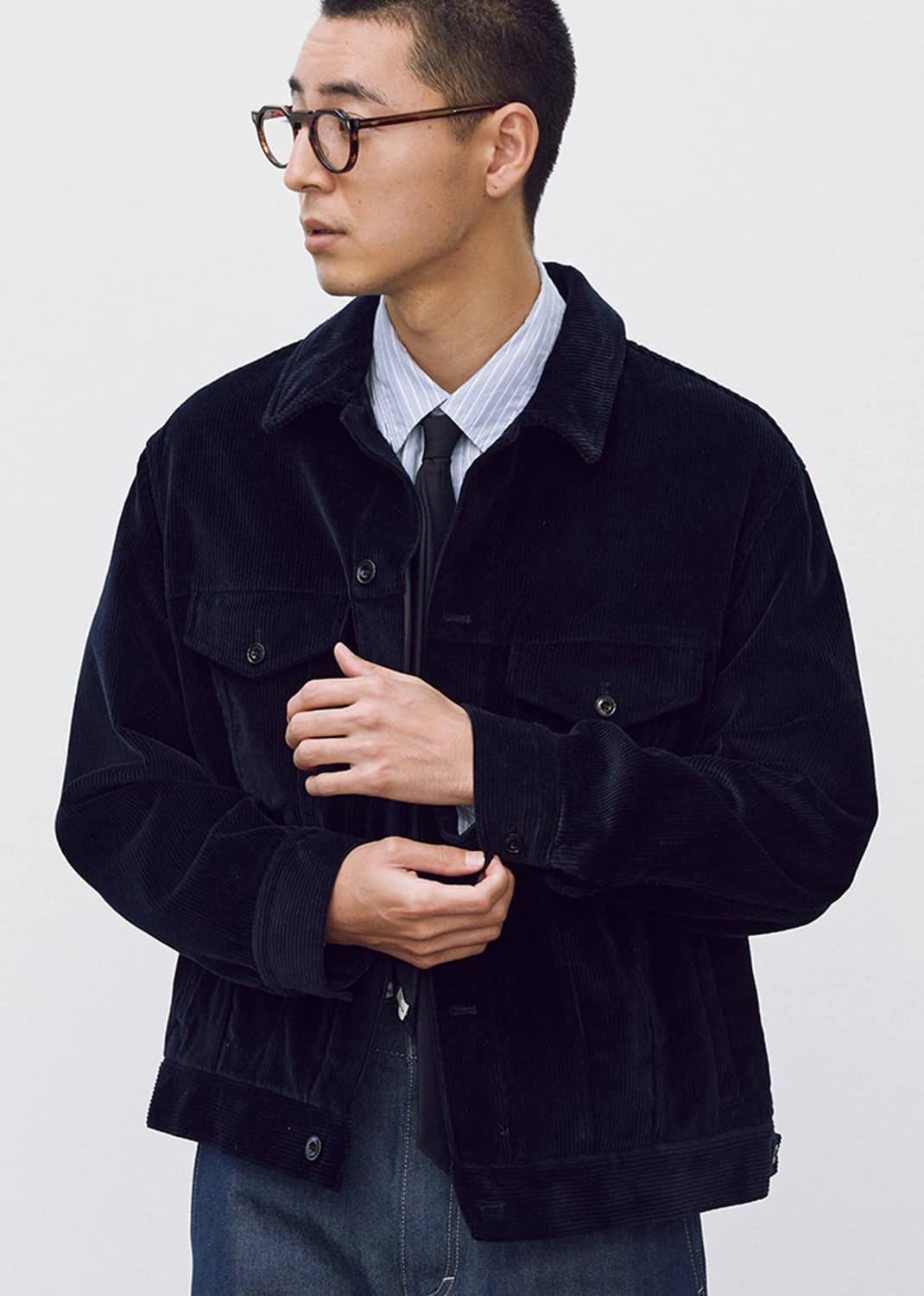 포터리 코듀로이 트러커 자켓 네이비 3 상품이미지4