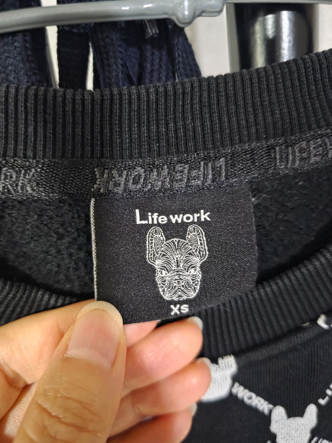 라이프워크 패턴 블랙 기모 트레이닝 세트 XS 상품이미지5